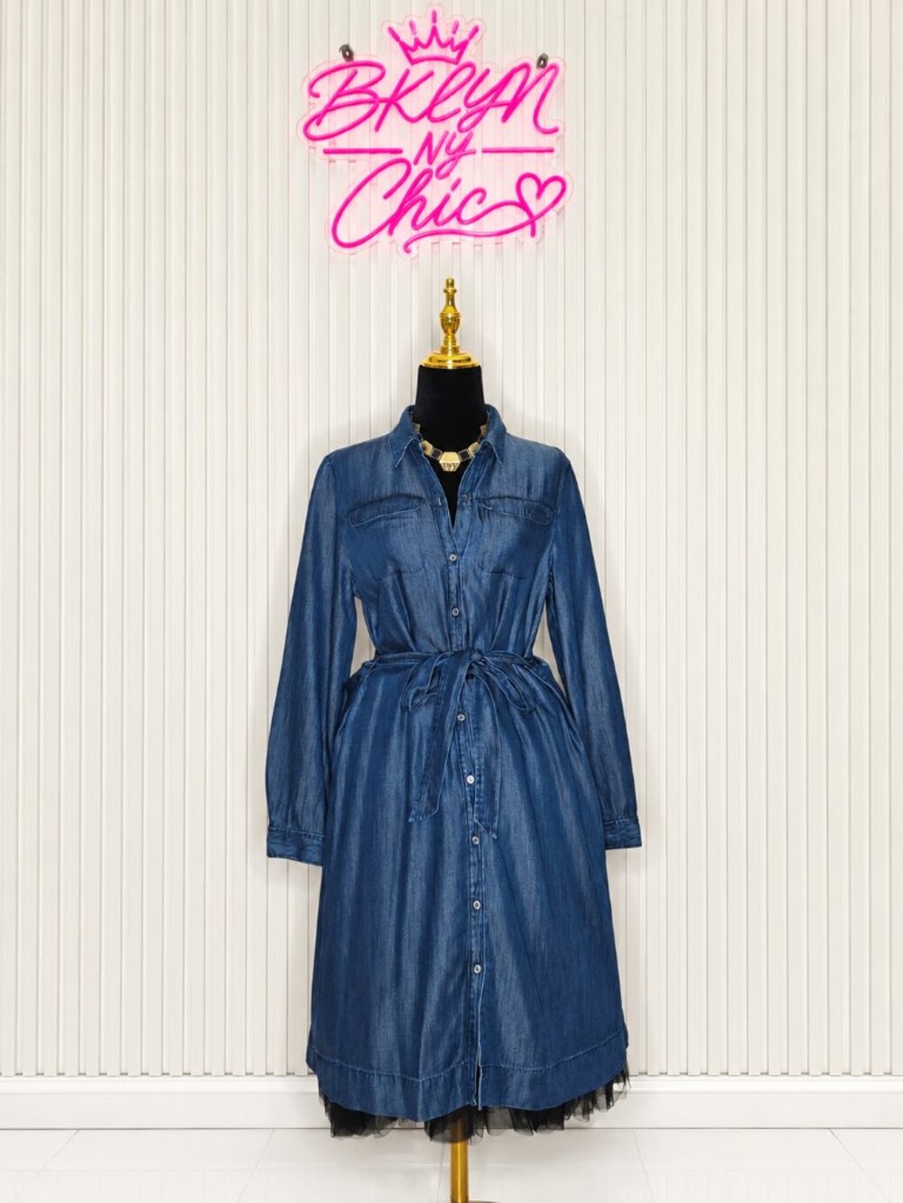 LOFT Dark Denim Blue Shirt Dress